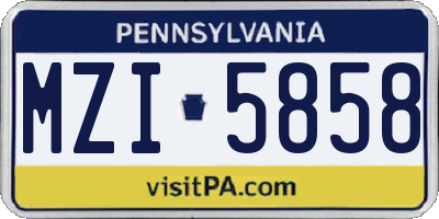 PA license plate MZI5858