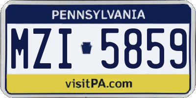 PA license plate MZI5859