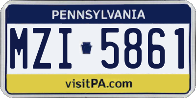 PA license plate MZI5861