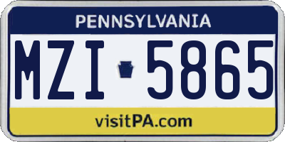 PA license plate MZI5865