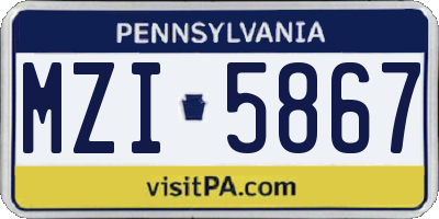 PA license plate MZI5867