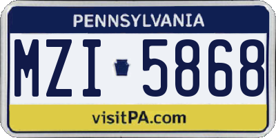 PA license plate MZI5868