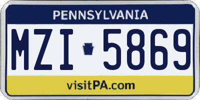 PA license plate MZI5869