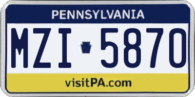 PA license plate MZI5870