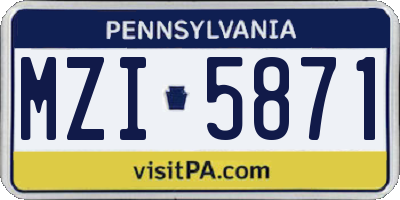 PA license plate MZI5871
