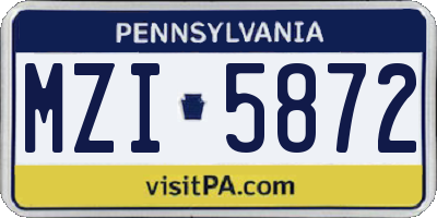 PA license plate MZI5872