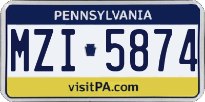 PA license plate MZI5874