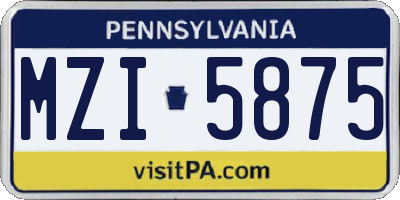 PA license plate MZI5875