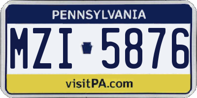 PA license plate MZI5876