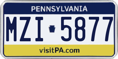 PA license plate MZI5877