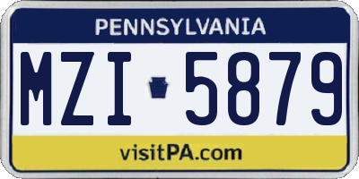 PA license plate MZI5879