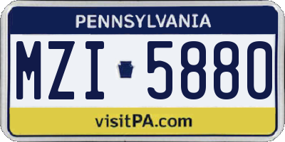 PA license plate MZI5880