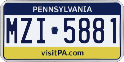 PA license plate MZI5881