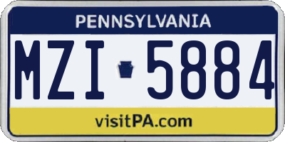 PA license plate MZI5884