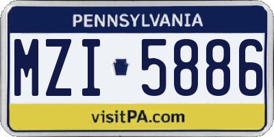 PA license plate MZI5886