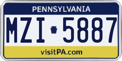 PA license plate MZI5887