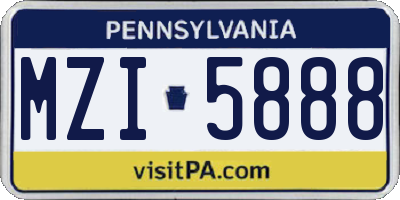 PA license plate MZI5888