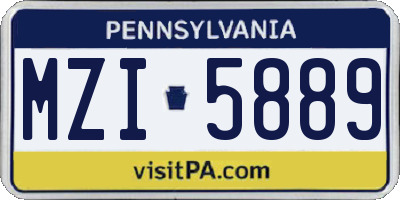 PA license plate MZI5889
