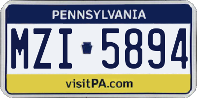 PA license plate MZI5894
