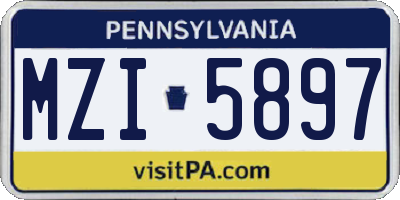 PA license plate MZI5897