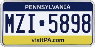 PA license plate MZI5898