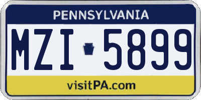 PA license plate MZI5899