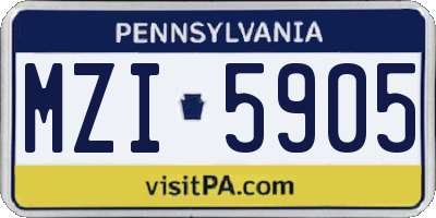 PA license plate MZI5905