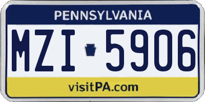 PA license plate MZI5906