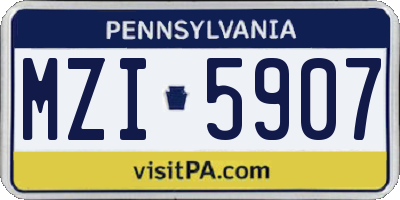 PA license plate MZI5907
