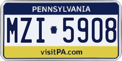 PA license plate MZI5908