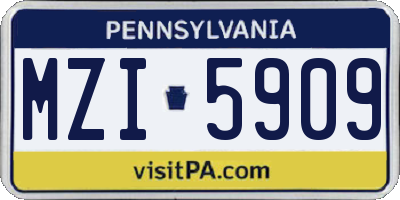 PA license plate MZI5909
