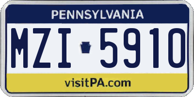 PA license plate MZI5910