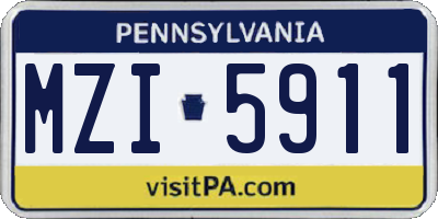PA license plate MZI5911