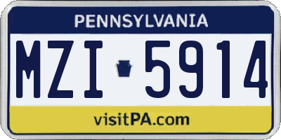 PA license plate MZI5914