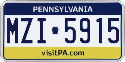 PA license plate MZI5915
