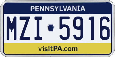 PA license plate MZI5916