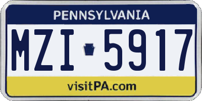 PA license plate MZI5917