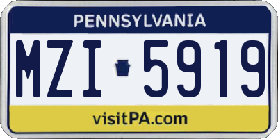 PA license plate MZI5919