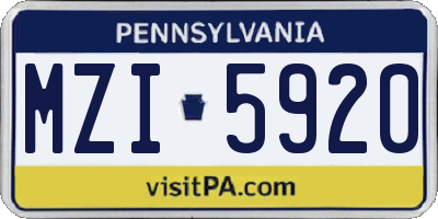 PA license plate MZI5920