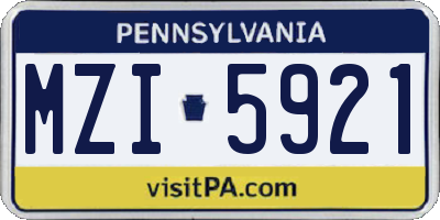 PA license plate MZI5921