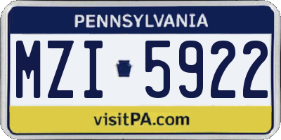 PA license plate MZI5922