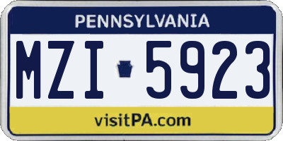 PA license plate MZI5923