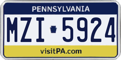 PA license plate MZI5924