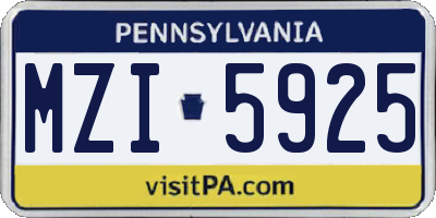 PA license plate MZI5925