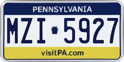 PA license plate MZI5927