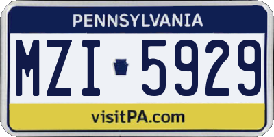 PA license plate MZI5929