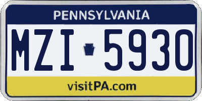 PA license plate MZI5930