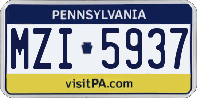 PA license plate MZI5937