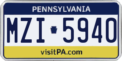 PA license plate MZI5940
