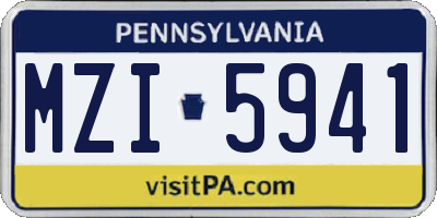 PA license plate MZI5941